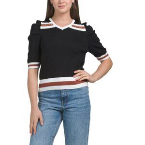 SELECT & TRENDS Black V-neck Sweater With Chain Detail